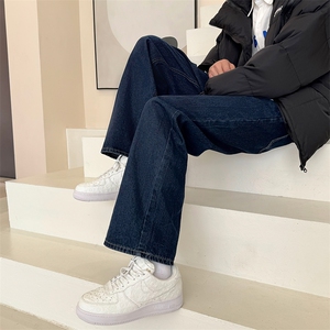 2025秋冬新款港风纯色直筒宽松日系牛仔裤潮男B381-2/9915/P58图片