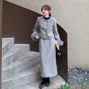有货【新品】 时尚减龄小香风羽绒服袖口真毛663#-P295-K398图片