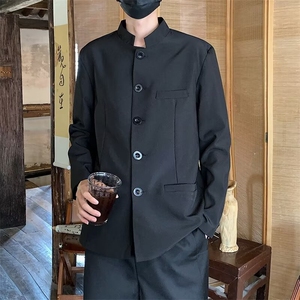 风秋男西服立领中山装单排扣西装垫肩大码M-4XL JK228 P60图片