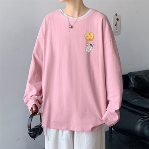 CX01-P25大码长袖t恤男秋季新款打底衫男港风圆领卫衣男图片