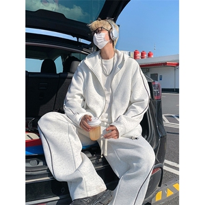 GENIOLAMODE男士秋季新款美式休闲运动套装连帽外套卫裤潮流穿搭图片