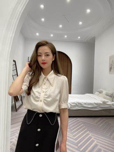 【92038】四色链条可拆卸衬衣，女装，迪盛靓点