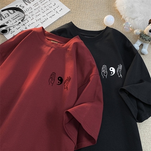 已做版权 风八卦手重磅圆领新中式宽松休闲短袖t恤 T69-P28图片