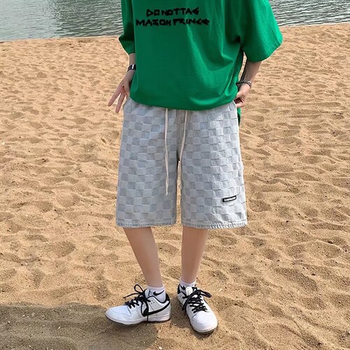 阔腿牛仔短裤男夏季薄款2023新款复古百搭工装五分裤N472P38，男装牛仔裤，星座1116-2