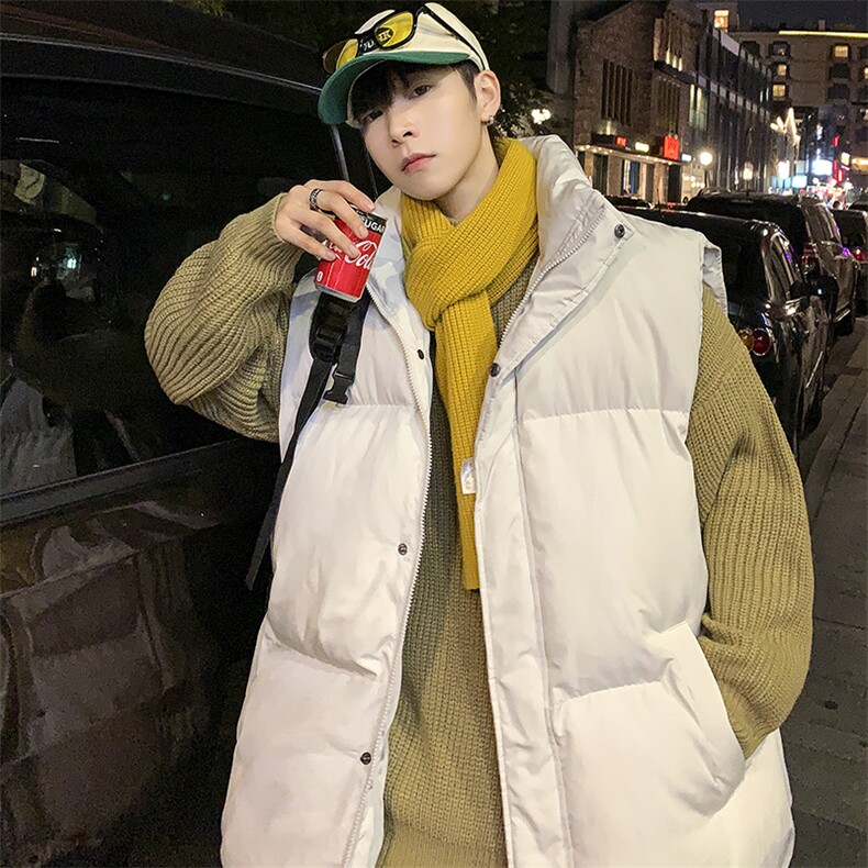 2025冬季港风男装外套宽松大码棉衣马甲加厚羽绒棉服男MJ103-P85,男装棉衣,电商B295