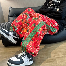 KF1条纹大花休闲裤九分哈伦运动新中式汉服表演出男女裤子团队潮，男装休闲裤，星座115A(原星座507）