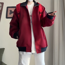 抖音得物高品质美式高街重磅结构设计拼接织带立领卫衣外套CM42，女装短外套，电商A486-1