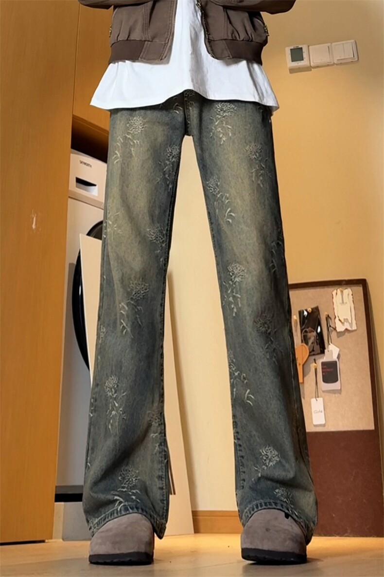 B221美式ins高街宽松直筒个性提花牛仔裤LK24396-特P52控88,男装牛仔裤,电商B221