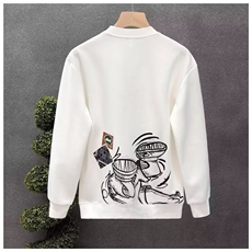 美式卡通辛普森撞色字母圆领加绒卫衣男2025新款情侣运动上衣，男装卫衣，星座506A