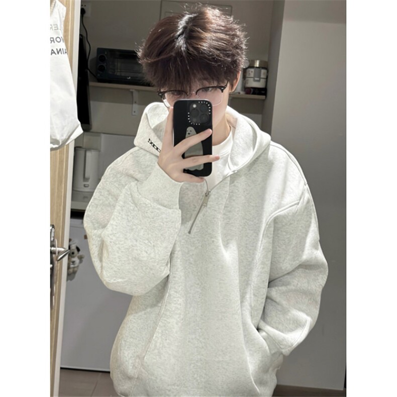 斜拉链连帽卫衣男女款秋季宽松青少年情侣装字母刺绣外套WY17,女装短外套,星座1116A（原606A-3）