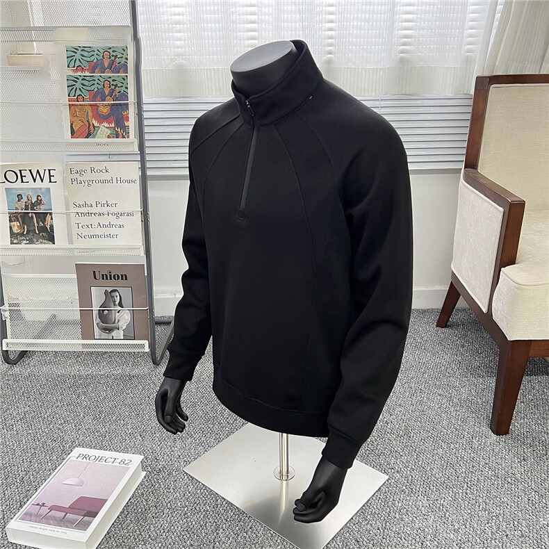 假模立领半拉链卫衣男秋季2025新款宽松长袖男A436-5108-P55,男装卫衣,电商A436