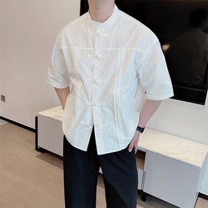 新中式男装风盘扣唐装短袖衬衫男夏季高级痞帅衬衣CS862-P55图片