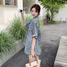现货炸街牛仔碎花套装2C105-1059-P145-K218，女装套装/套裙，2C105