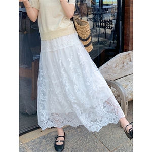 甜美减龄蕾丝白色半身裙女2025年春季新款小个子少女风休闲纱裙潮图片