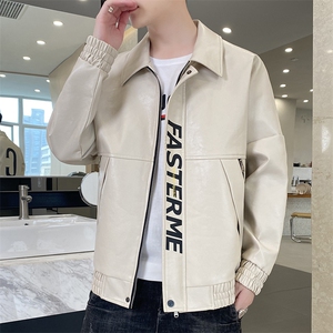 皮衣男新款秋季外套潮流韩版皮夹克男青年修身翻领机车服V999-P85图片