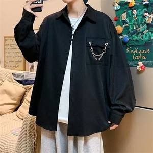 长袖衬衫男春季设计感小众上衣男港风ins潮流痞帅衬衣 W6931-P28图片