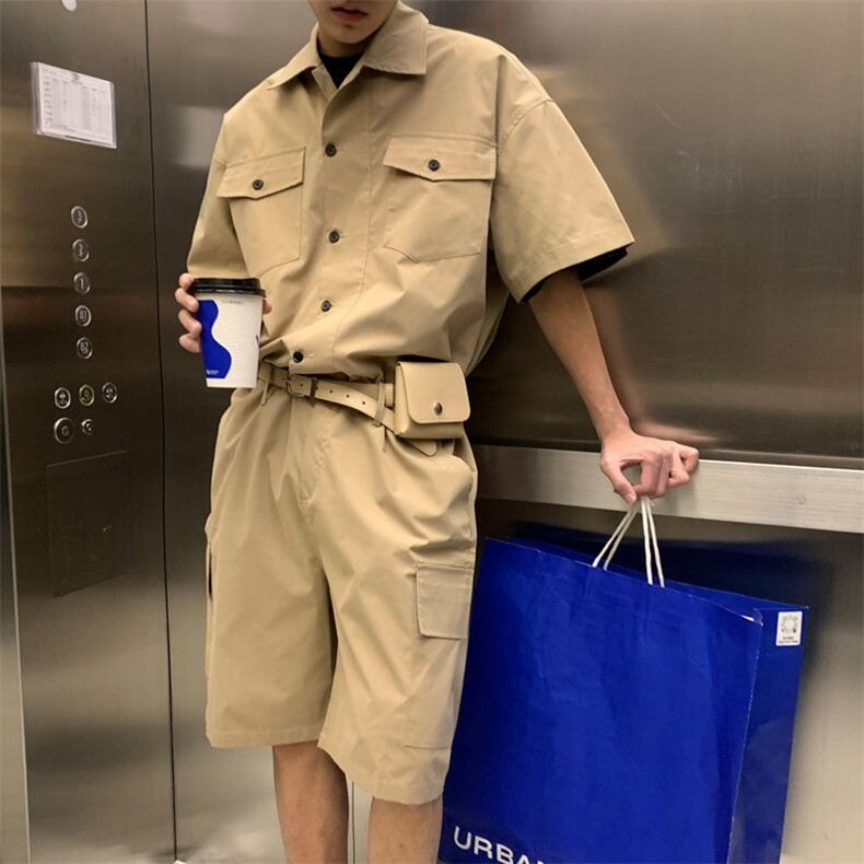 【2025春夏】港风日系复古连体裤工装男连体衣女送皮带腰包，男装工装外套，星座112A