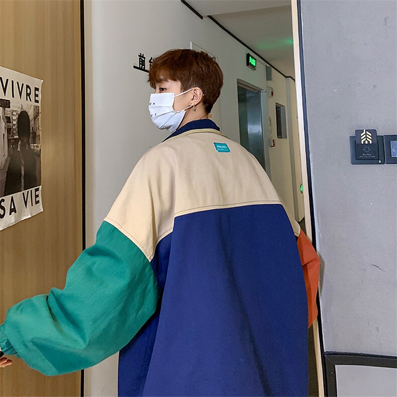 两面穿夹克日系复古拼色棒球服2023秋季新款工装外套W1154-P62,男装夹克,星座512-2