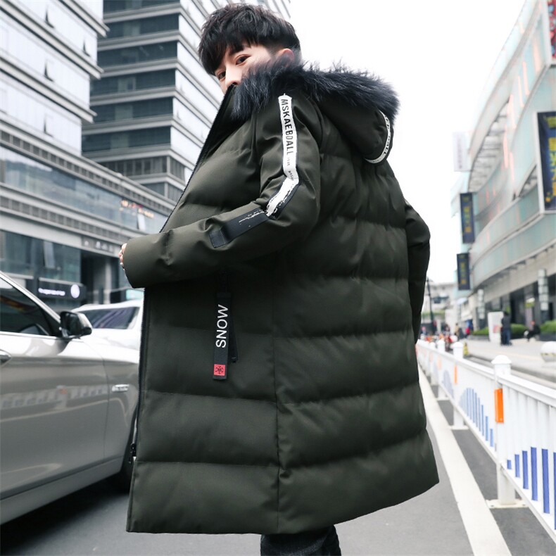2020冬季中长款加厚棉衣男潮流韩版假毛领棉衣男MY103，男装棉衣，A067