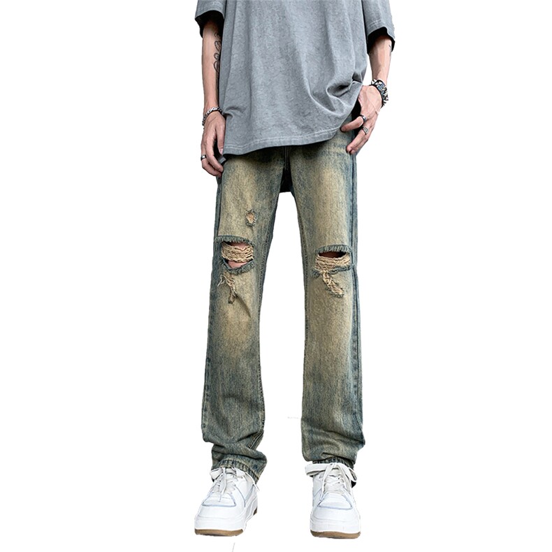 美式高街复古水洗破洞休闲牛仔裤A161-S2309-P57,男装牛仔裤,电商A161