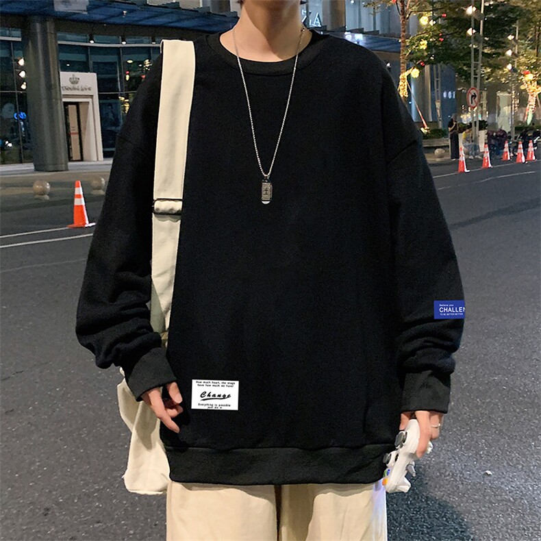 S6062-P28 加绒款-P33 秋季圆领卫衣男大码韩版宽松长袖外套图片
