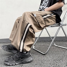 高街潮牌宽松直筒工装裤美式复古条纹大口袋休闲裤男K6643-P40，男装休闲裤，星座512-4