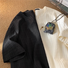主推复古肌理感重磅短袖T恤情侣美式慵懒冰丝上衣男H958P35，男装T恤，电商A341