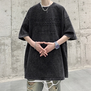 抖音供货、210克现货水洗钢印立体印花短袖T恤 D223A-ST2308-P40图片