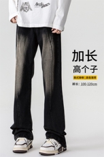 加长牛仔裤男高个子188cm110水洗复古渐变拼接裤子KZ014P63加绒73，男装牛仔裤，电商B312