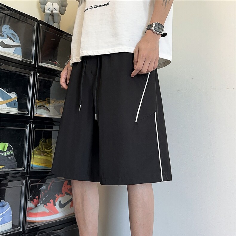 凉感冰丝解构线条设计感休闲透气男短裤X416B-1-DK3089-特P28限48,男装牛仔裤,星座416B-1