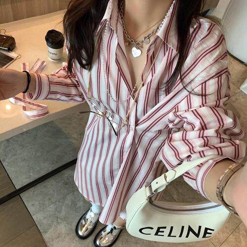 条纹衬衫，女装衬衫，XTZ style