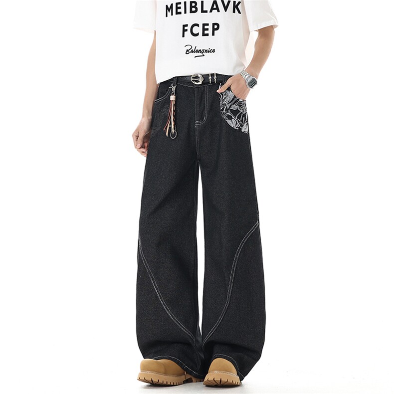 2026春季新款美式拼接提花牛仔裤xz906-K1306特批价42，控88，男装牛仔裤，星座906-1（原电商a316-2）