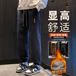 男士哈伦束脚裤秋冬裤子宽松针织裤保暖加绒休闲裤Z2619加绒-P50图片