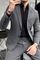 春秋季男商务修身青少年西服时尚休闲两件套A415-A5201-P230，男装西服，电商A355（原A415）