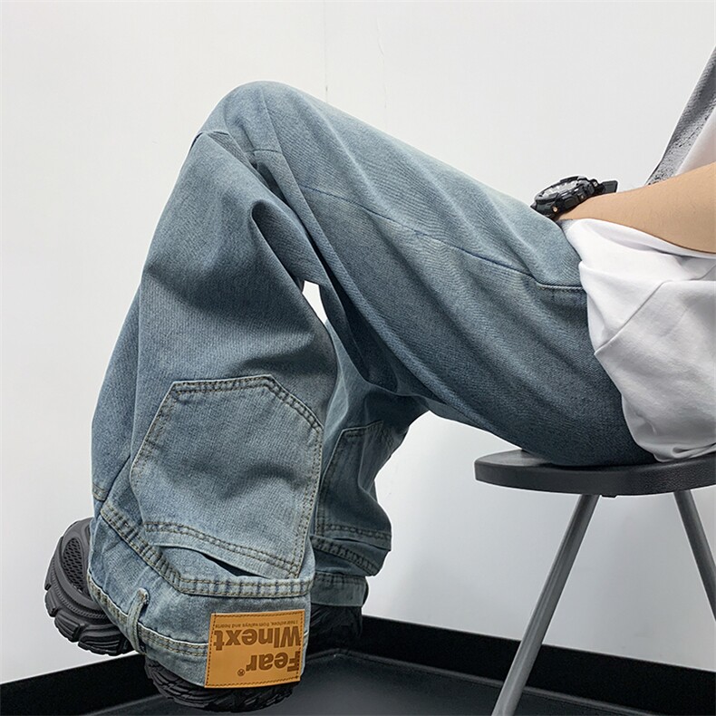 夏季新款美式潮牌设计感牛仔裤男宽松百搭休闲长裤现货 K7887-P45图片