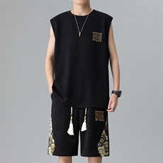 男士短裤两件套夏季薄款背心休闲运动套装男刺绣A266-TZ1158-P46，男装牛仔裤，电商A266
