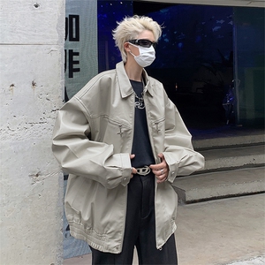 秋季新PU皮时尚中性翻领男女夹克皮外套JK08531-P70图片