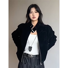 26@美式复古哈灵顿灯芯绒夹克阿美咔叽立领拉链外套Y1038-P78网图，男装夹克，电商B245
