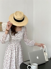 春装碎花连衣裙，女装连衣裙，佳其