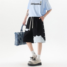 8XL-M特大码短裤男夏季新款大码vibe破洞拼接高街短裤DK1518P50，男装休闲裤，电商D206-1