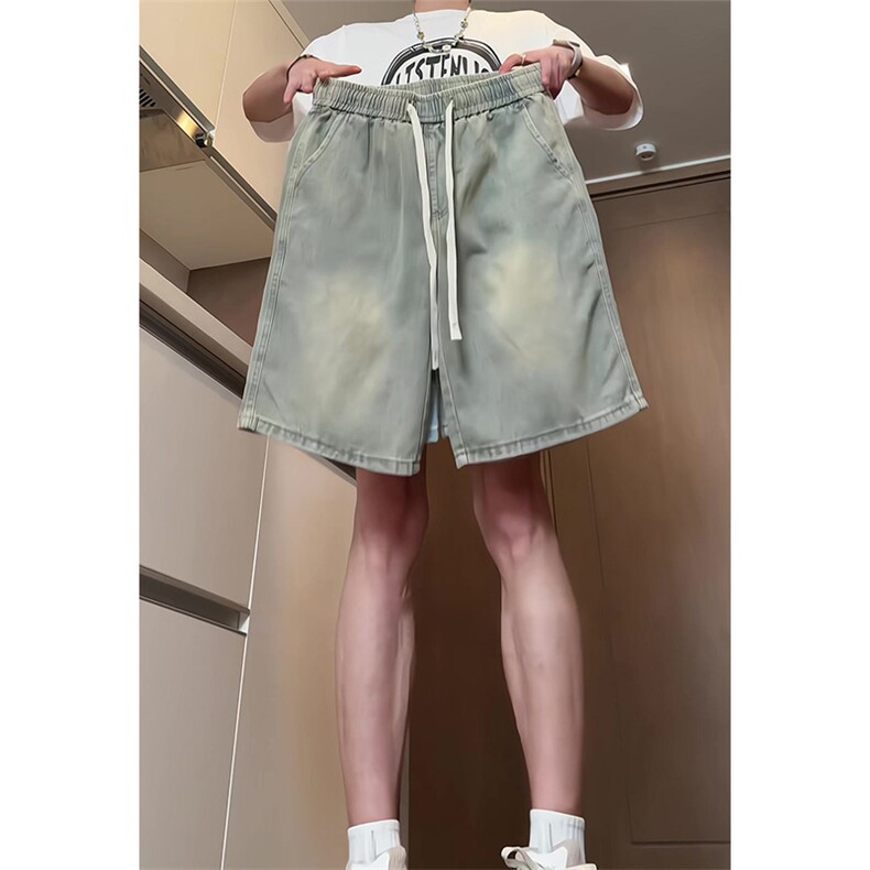 DK506～特批35控58有货（自家图）夏季松紧抽绳纯色百搭牛仔短裤,男装牛仔裤,星座218-5