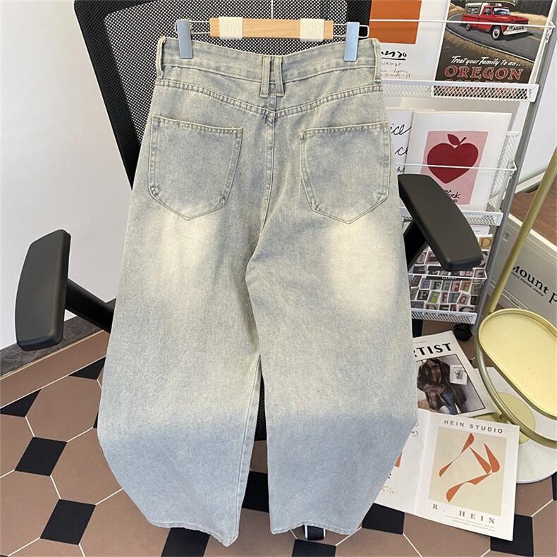 得物品质秋款男牛仔裤渐变色宽松休闲阔腿长裤NK7005P50,男装牛仔裤,星座1013-1