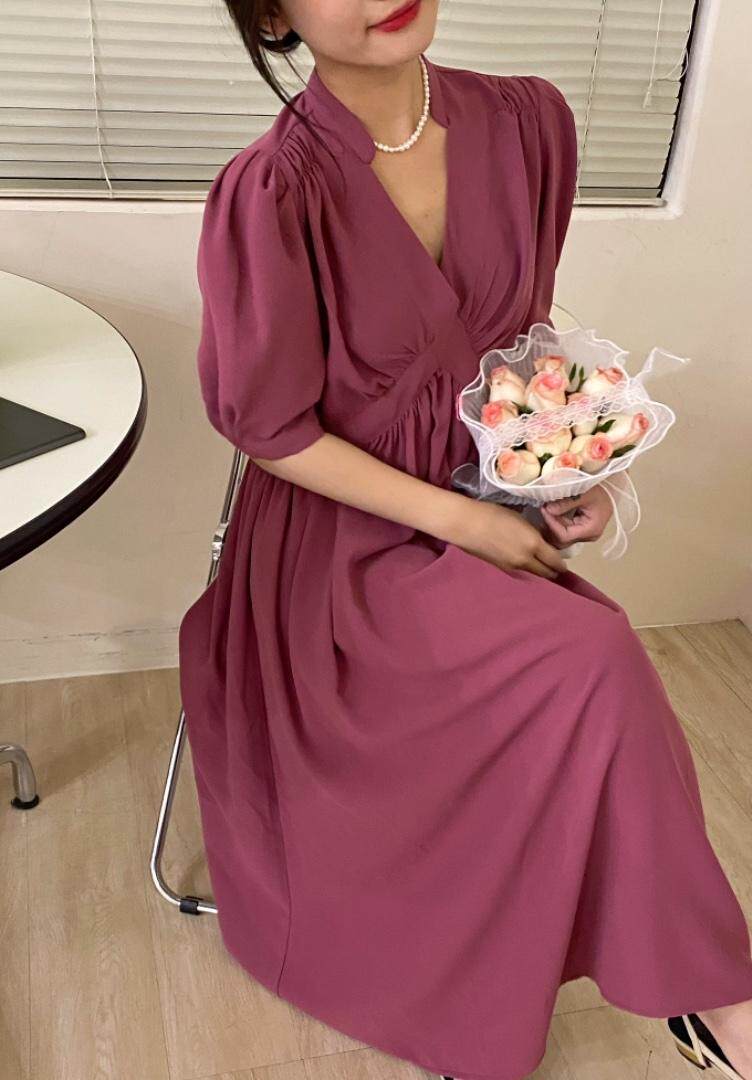 夏季新款简单大气连衣裙，女装连衣裙，唇蔻