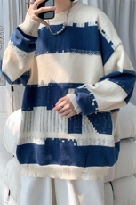 M6136/P65秋冬新款针织衫男学生潮流宽松毛衣男外套大码毛线衣男，男装针织衫/毛衣，电商A141