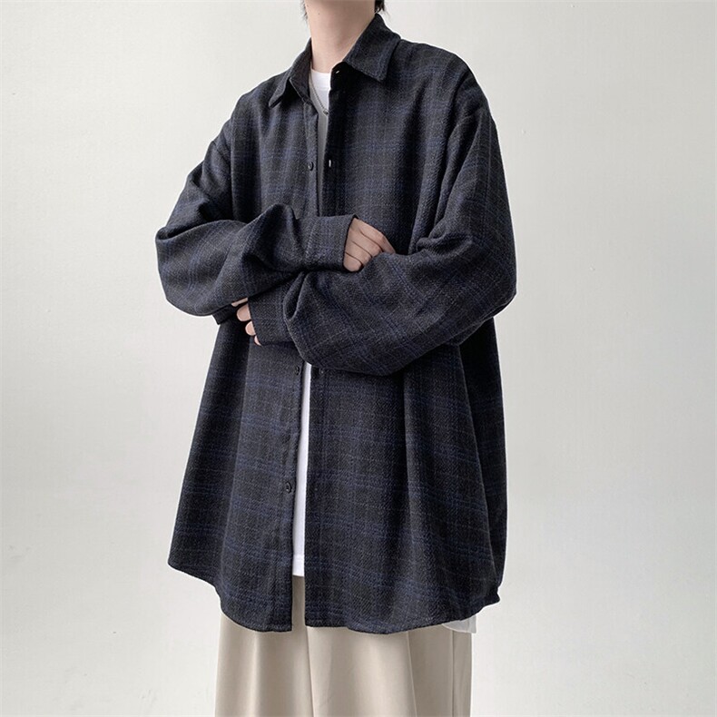 宽松长袖格子衬衫男KD623-P30,男装衬衫,电商D312-1