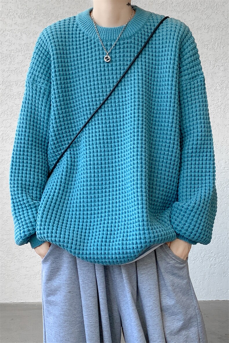 现货DSA059-MY7117-P65控88港风美式宽松慵懒风套头圆领毛衣男,男装针织衫/毛衣,电商A059