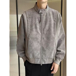 复古潮流扎染夹克机车春秋新款高级宽松休闲帅气HH100 P76图片