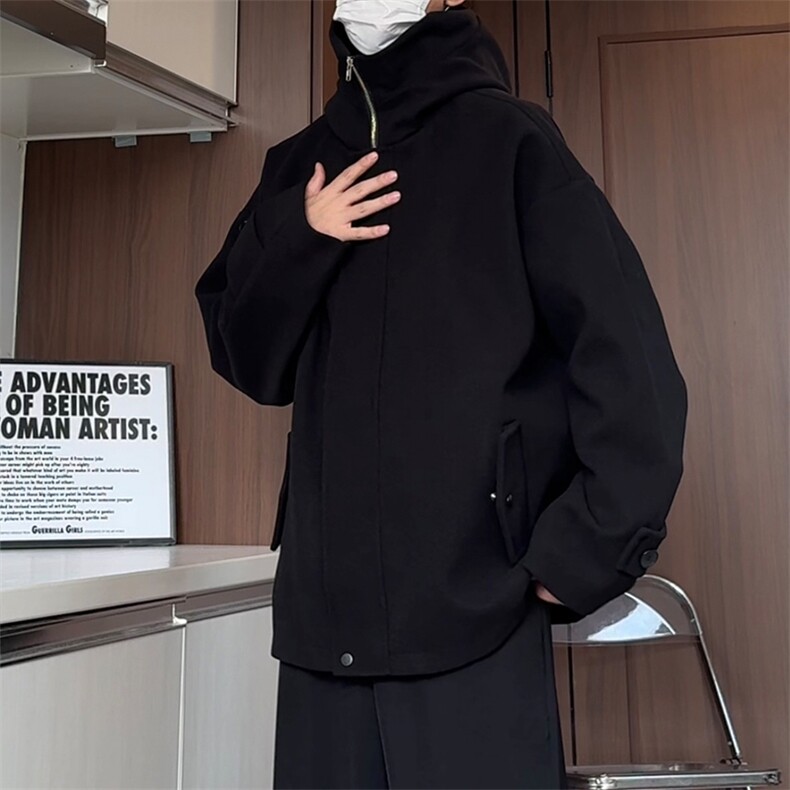 N8183/P100秋冬新款毛呢大衣高级感呢子外套高街潮牌宽松呢料上衣，男装毛呢大衣，电商A141