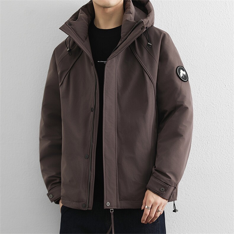 90鸭绒美式工装御寒羽绒服男冬季2025新款连帽冲锋衣保暖外套,男装夹克,星座914