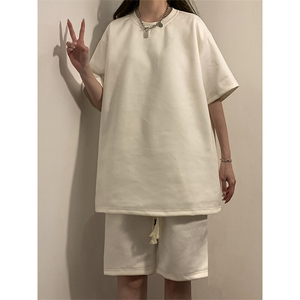 中性风麂皮绒短袖T恤男DT8766P23短裤男DK8767P32套装TZ8757P55图片